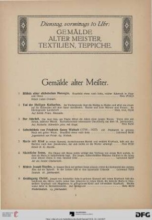 Gemälde alter Meister (Nr. 1-128)