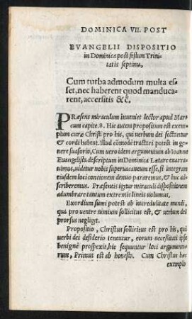 Evangelii Dispositio in Dominica post festum Trinitatis septima,