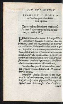 Evangelii Dispositio in Dominica post festum Trinitatis septima,