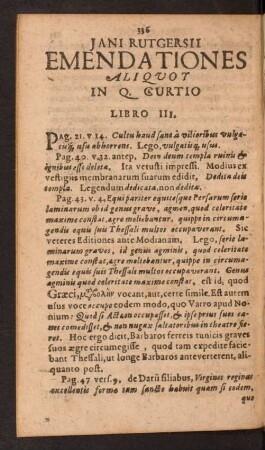 Jani Rutgersii Emendationes Aliquot In Q. Curtio
