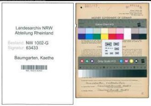 Entnazifizierung Kaethe Baumgarten, geb. 02.02.1878 (Hutmacherin)