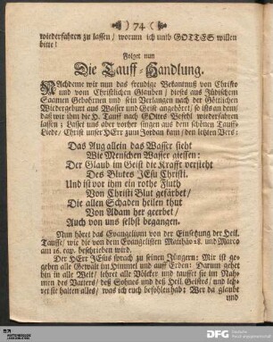 Folget nun Die Tauff-Handlung.