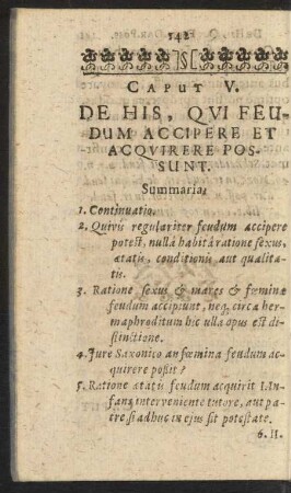 Caput V. De His, Qui Feudum Accipere Et Acquirere Possunt.