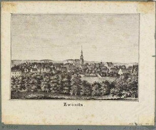 Stadtansicht von Zwönitz im Erzgebirge mit der Trinitatiskirche