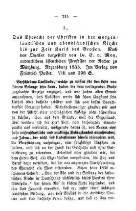 215-222 "Das Eherecht der Christen in der morgenländischen und abendländischen Kirche bis zur Zeit Karls des Großen. Nach den Quellen dargestellt" von G. v. Moy
