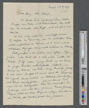 Brief an Hans Henny Jahnn und Ellinor Jahnn