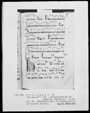 Antiphonarium de Tempore (Zisterzienserhandschrift) — Initiale H (odie nobis), Folio 26 recto