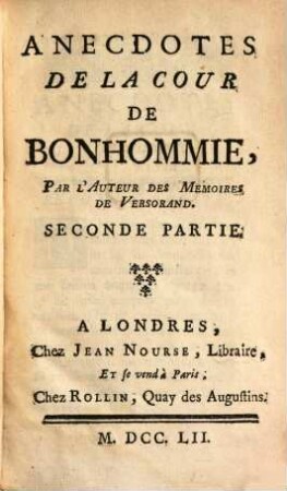 Anecdotes De La Cour De Bonhommie, 2