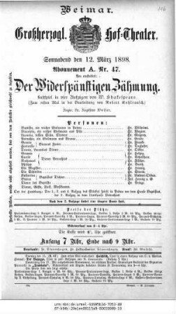 Der Widerspänstigen Zähmung