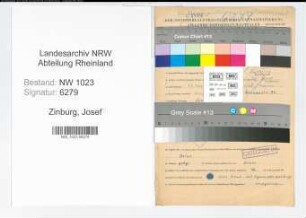 Entnazifizierung Josef Zinburg , geb. 13.02.1889 (Justizsekretaer)