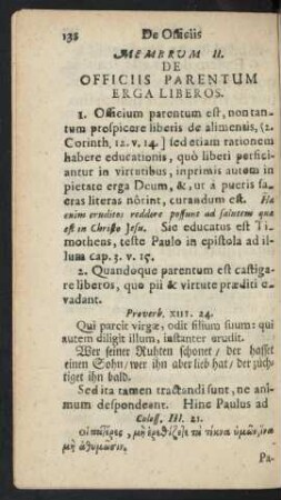 Membrum II. De Officiis Parentum Erga Liberos.