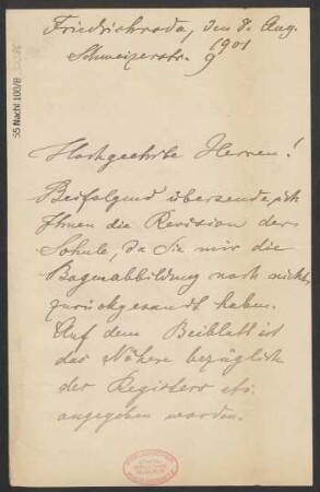 Brief an B. Schott's Söhne : 08.08.1901