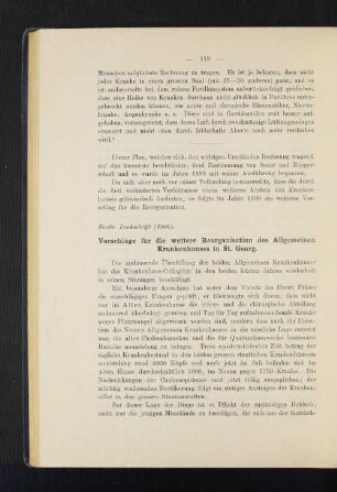 Vorschläge für die weitere Reorganisation des Allgemeinen Krankenhauses in St. Georg.