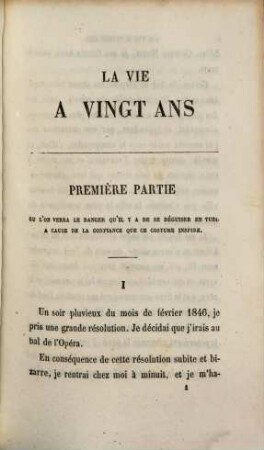 Lavie à vingt ans par Alexandre Dumas fils : (Collection Michel Lévy)