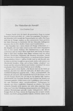 Der Historiker als Anwalt?