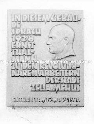 Gedenktafel für Ernst Thälmann in Zella-Mehlis