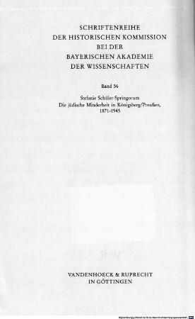 Die jüdische Minderheit in Königsberg, Preussen : 1871 - 1945