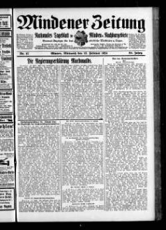 Mindener Zeitung : nationales Tageblatt für Minden u. Nachbargebiete : General-Anzeiger für den nördl. Reg.-Bezirk Minden