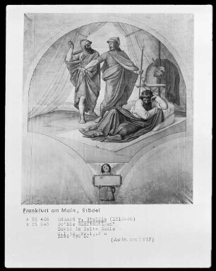 Entwurfszeichnungen für die Fresken der Schloßkapelle von Burg Rheineck — David im Zelte Sauls - Selig sind die Sanftmütigen