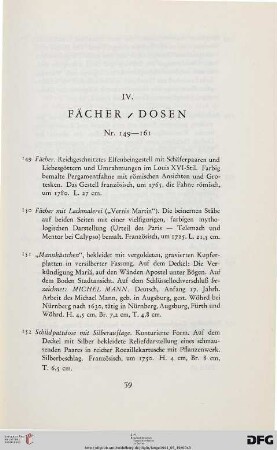 IV. Fächer/ Dosen (Nr. 149-161)