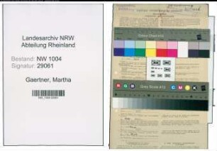 Entnazifizierung Martha Gaertner , geb. 09.02.1899 (Putzfrau)