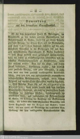 Anwendung auf den dermaligen Successionsfall