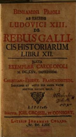 Ab excessu Ludovici XIII. de rebus Gallicis historiarum libri XII