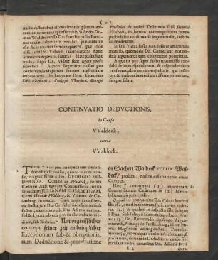 Continuatio Deductionis In Causa Waldeck Contra Waldeck