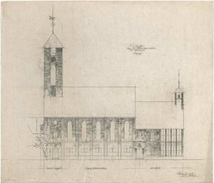 Gsaenger, Gustav; München, Gabelsbergerstr.; St. Markus, Umbau und Neugestaltung - Aufbau Ostchoranbauten u. Gesamtumbau, Ostseite (Ansicht)