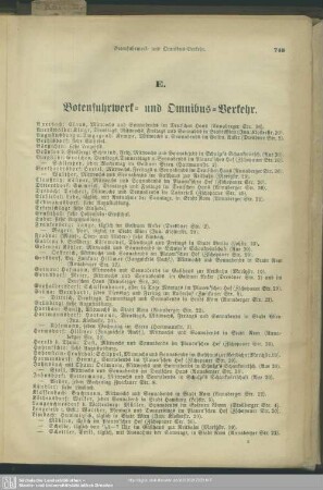 E. Botenfuhrwerk- und Omnibusverkehr, sowie Automobil-Omnibuslinien