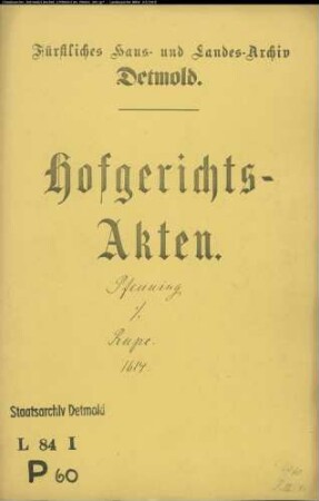 Pfennig, Bartold gegen Bernhard Rupe, Prokurator - Rückgabe deponierter Gelder