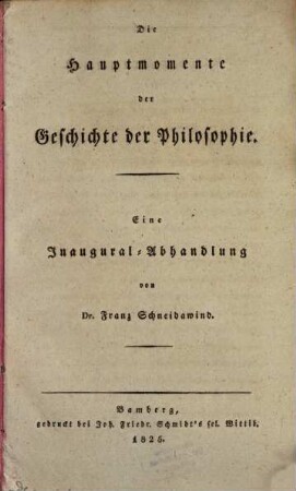 Die Hauptmomente der Geschichte der Philosophie