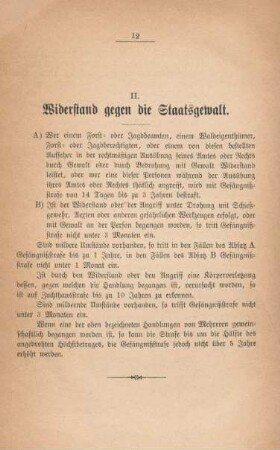 II. Widerstand gegen die Staatsgewalt