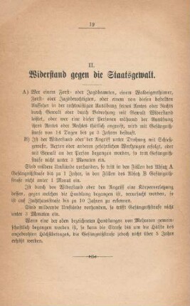 II. Widerstand gegen die Staatsgewalt
