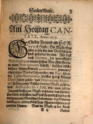 SeelenMusic, Wie dieselbe am Sontag Cantate im nächstverwichenen 1623. Jahr in der Kirch zu unser L. Frawen gehört worden : Neben dem nährmals gethanen Newen Jahrswunsch