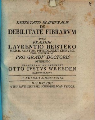 Diss. inaug. de debilitate fibrarum