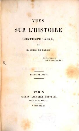 Vues sur l'histoire contemporaine, 2