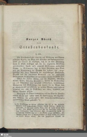 V. Abtheilung. Kurzer Abriß der Straßenbaukunde