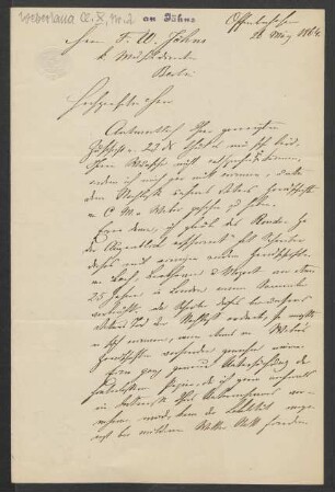 Brief an Friedrich Wilhelm Jähns : 26.03.1864