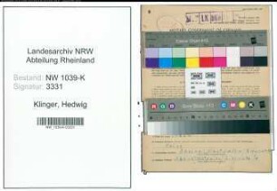 Entnazifizierung Hedwig Klinger , geb. 28.03.1901 (Musiklehrerin)