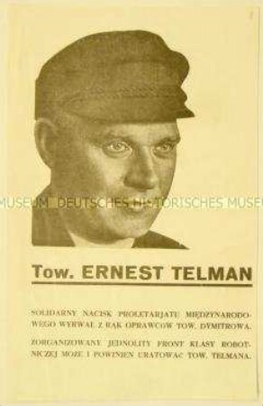 Flugblatt mit Unterstützungsaufruf für Ernst Thälmann in polnischer Sprache