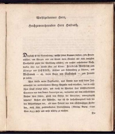 Wohlgeborener Herr, Hochzuverehrender Herr Hofrath.