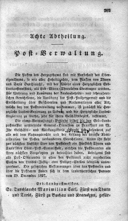8. Abtheilung : Post-Verwaltung