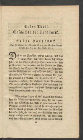 Erster Theil. Geschichte der Aerostatik
