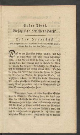 Erster Theil. Geschichte der Aerostatik
