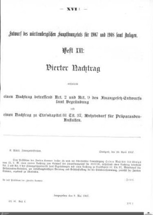Hauptfinanzetat 1907-1908, Heft 16