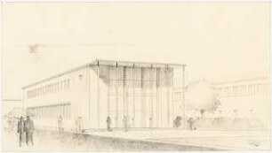 UFA (Universum Film AG), Potsdam-Babelsberg: Perspektivische Ansicht des Filmforschungsinstituts (Variante)