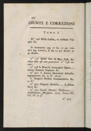 352-365, Giunte e Correzioni
