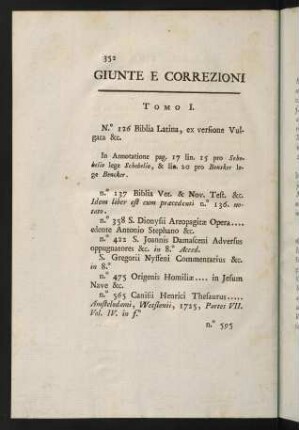 352-365, Giunte e Correzioni