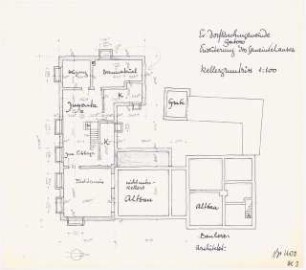 Evangelisches Gemeindehaus, Berlin-Gatow Erweiterung: (Lichtpause von Inv.Nr. 38598): KG 1:100